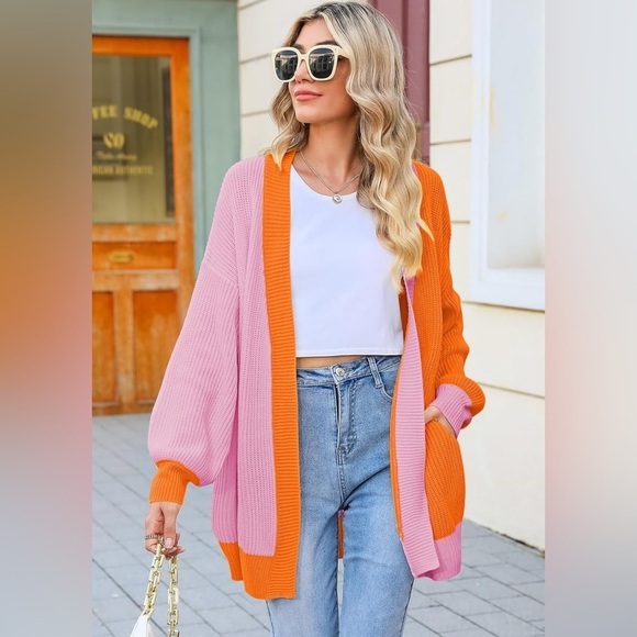 Jackets & Blazers - Retro pink and orange sweater